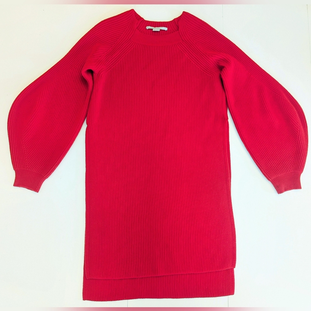 STELLA MCCARTNEY High-Low Balloon Sleeve Wool Tunic Sweater